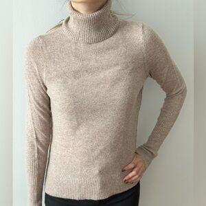 Aqua Taupe Cashmere Turtleneck Sweater